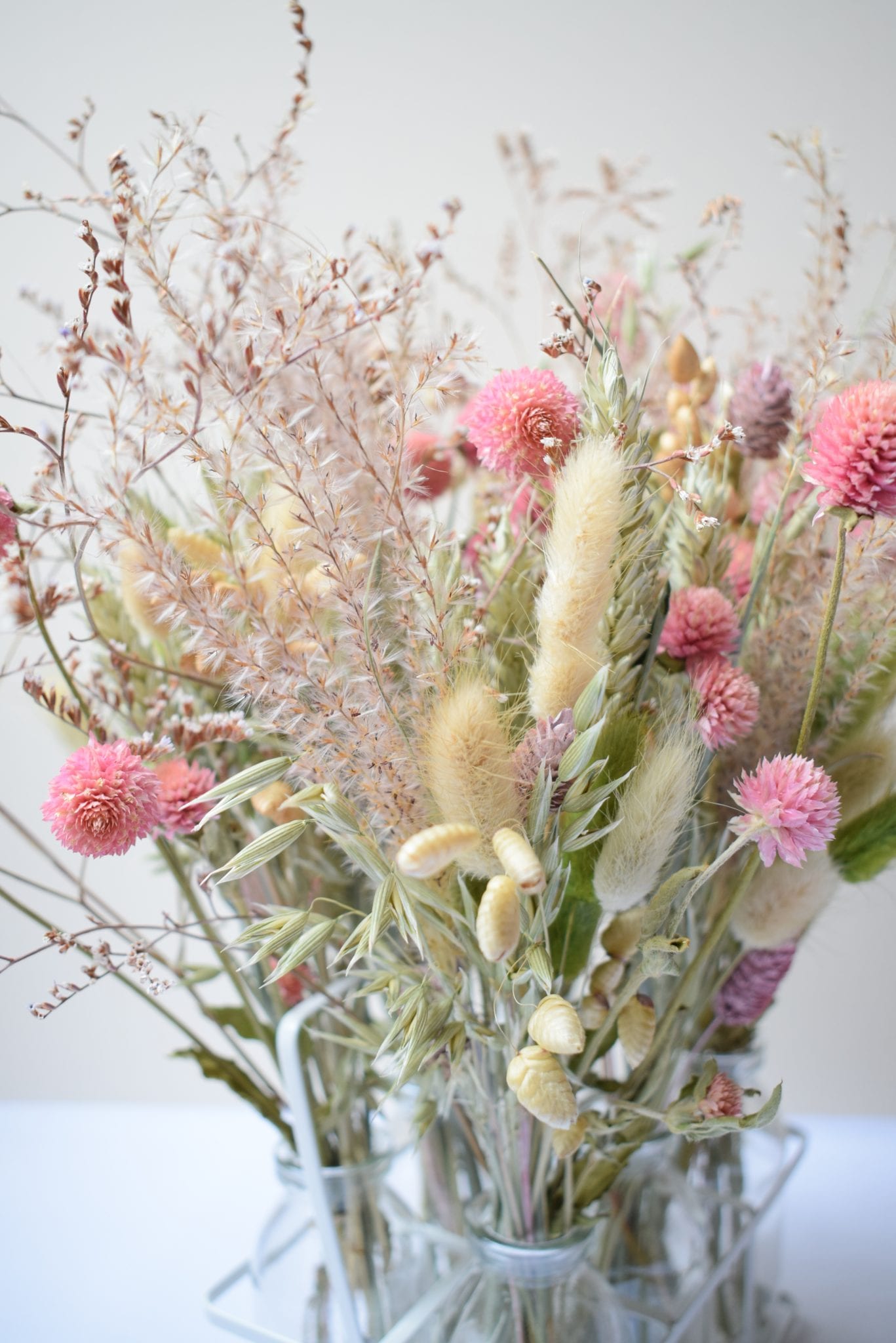 pink dry flower arrangement Dried Flower Craft