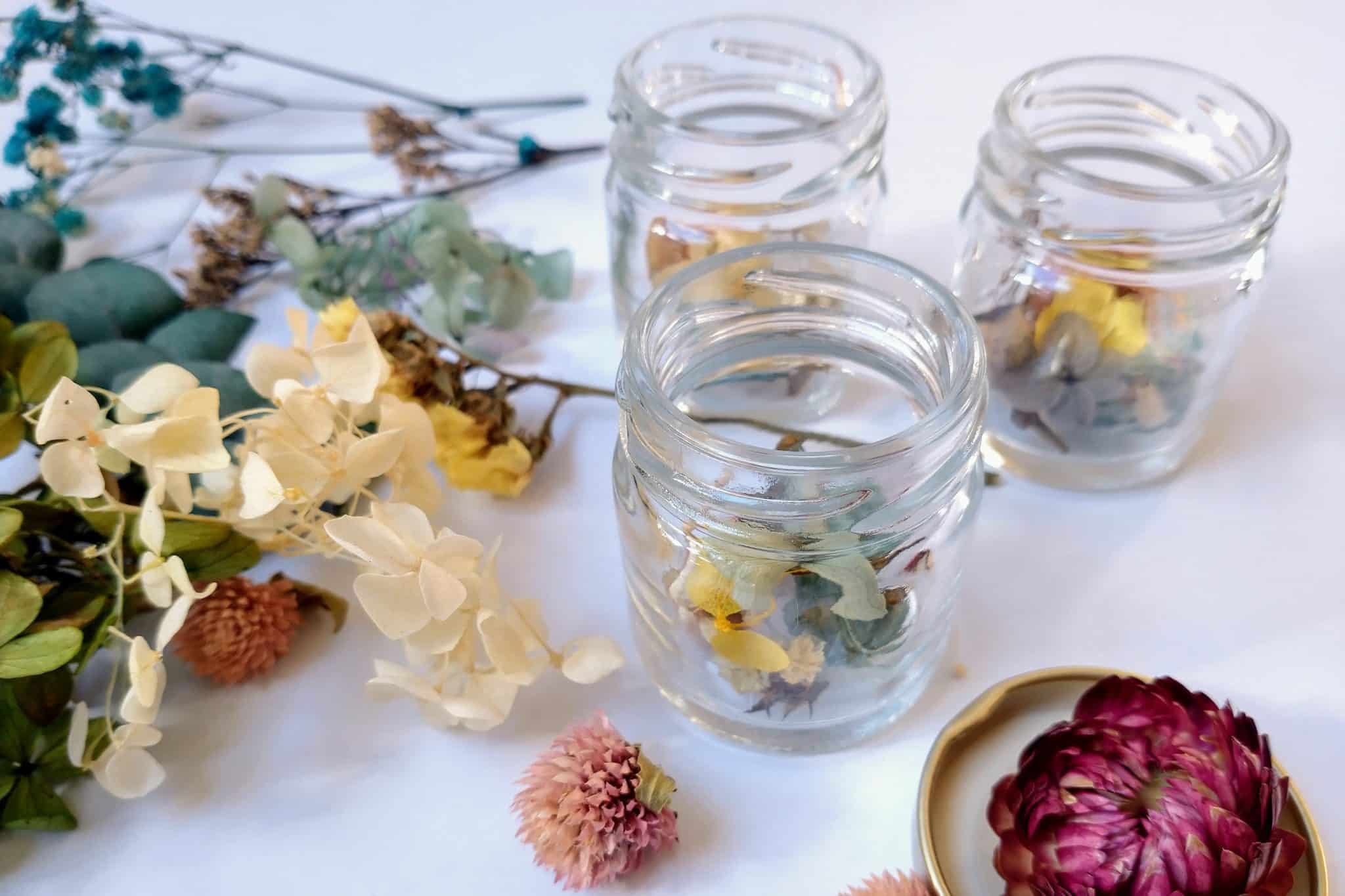 dry blooms in jars Dried Flower Craft
